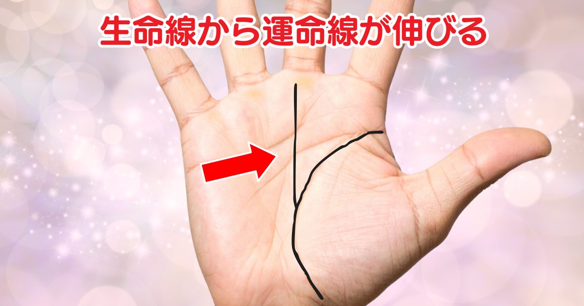 生命線から運命線が伸びる手相